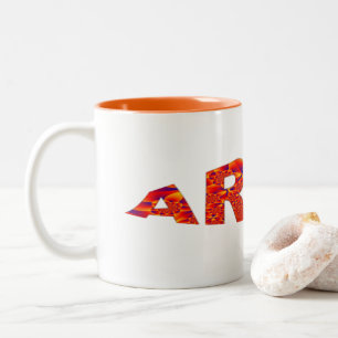 Aries - Firey Oranje Yellow Blue Two-Tone koffie M Tweekleurige Koffiemok