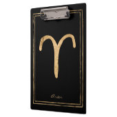 Aries gehamerd goud gestileerd astrologisch symboo klembord (Links)