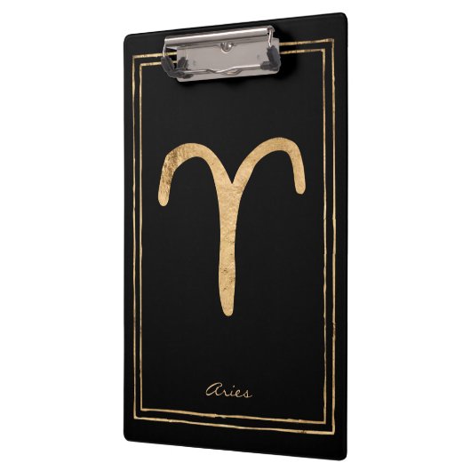 Aries gehamerd goud gestileerd astrologisch symboo klembord (Links)