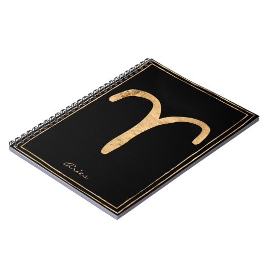 Aries gehamerd goud gestileerd astrologisch symboo notitieboek (Linkerzijde)