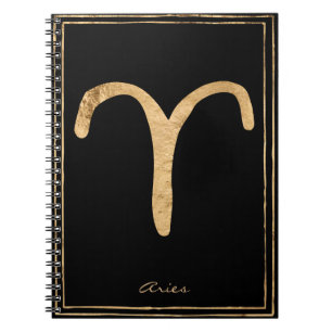 Aries gehamerd goud gestileerd astrologisch symboo notitieboek