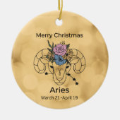 Aries  geïnspireerde kerstversiering keramisch ornament (Voorkant)