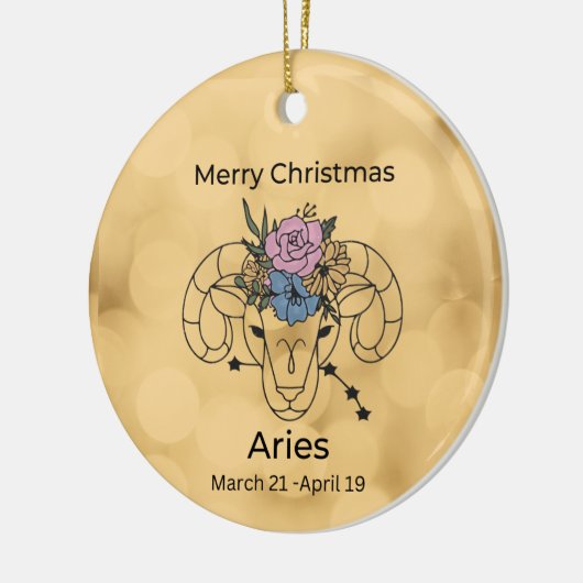 Aries  geïnspireerde kerstversiering keramisch ornament (Links)