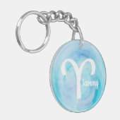 Aries Gepersonaliseerde Waterverf Zodiab Sign Sleutelhanger (Voorkant Links)