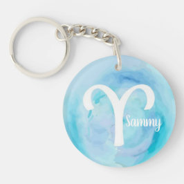 Aries Gepersonaliseerde Waterverf Zodiab Sign Sleutelhanger
