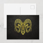 Aries Gold op leder Briefkaart (Voorkant / Achterkant)