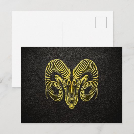 Aries Gold op leder Briefkaart (Voorkant / Achterkant)
