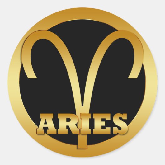 ARIES GOLD STERRENBEELD RONDE STICKER (Voorkant)
