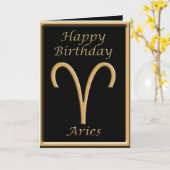 Aries Gold Sybol Black Birthday Wenskaart Kaart (Gele Bloem)