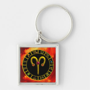 ARIES GOLD ZODIAC BIRTHDAY JEWEL Astrology Chart Sleutelhanger