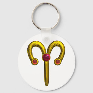 ARIES GOLD ZODIAC BIRTHDAY JEWEL White Sleutelhanger