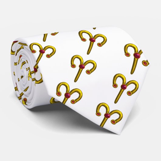 ARIES/GOLD ZODIAC BIRTHDAY JEWEL White Stropdas (Opgerold)