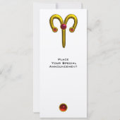 ARIES GOLD ZODIAC BIRTHDAY RED RUBY MONOGRAM White Kaart (Achterkant)