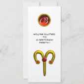 ARIES GOLD ZODIAC BIRTHDAY RED RUBY MONOGRAM White Kaart (Voorkant)