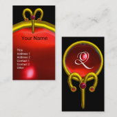ARIES GOLD ZODIAC JEWEL RED RUBY MONOGRAM Black Visitekaartje (Voorkant / Achterkant)