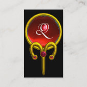 ARIES GOLD ZODIAC JEWEL RED RUBY MONOGRAM Black Visitekaartje (Achterkant)