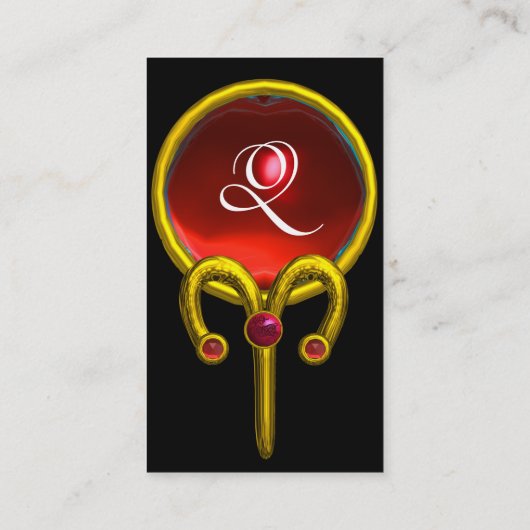 ARIES GOLD ZODIAC JEWEL RED RUBY MONOGRAM Black Visitekaartje (Achterkant)