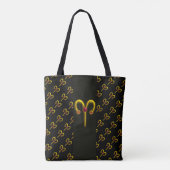 ARIES GOLD ZODIAC SIGN Red Ruby Black Tote Bag (Achterkant)