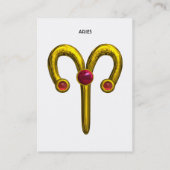ARIES/GOLD ZODIAC SIGN, Red Ruby Gem, White Visitekaartje (Achterkant)