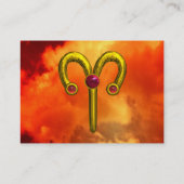 ARIES ,GOLD ZODIAC SIGN, Rode Gele Vlammen Visitekaartje (Achterkant)