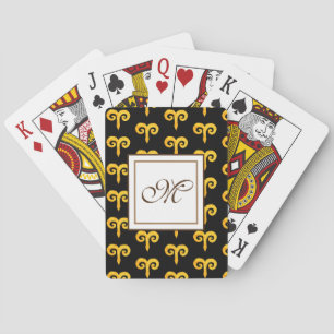 Aries Golden Astrology Monogram Pokerkaarten