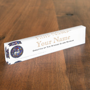 Aries Gothic Glas in lood Windows Desk Naambordje