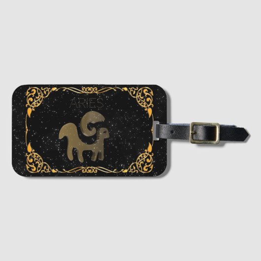 Aries gouden bord bagagelabel (Voorkant (horizontaal))