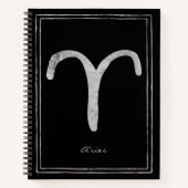 Aries hammered zilver gestileerde astrologie symbo notitieboek (Voorkant)