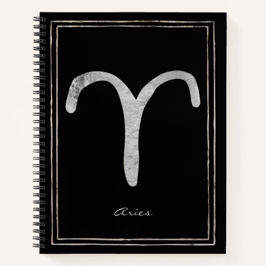 Aries hammered zilver gestileerde astrologie symbo notitieboek (Voorkant)