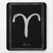 Aries hammered zilver gestileerde astrologiesymboo muismat (Voorkant)