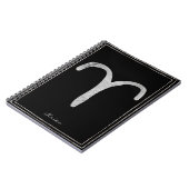 Aries hammered zilver gestileerde astrologiesymboo notitieboek (Linkerzijde)