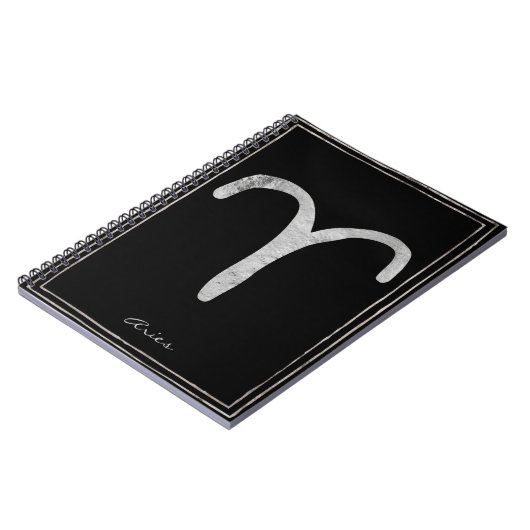 Aries hammered zilver gestileerde astrologiesymboo notitieboek (Linkerzijde)