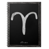 Aries hammered zilver gestileerde astrologiesymboo notitieboek (Voorkant)