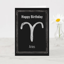 Aries Happy Birthday Silver astrology zodiac Kaart