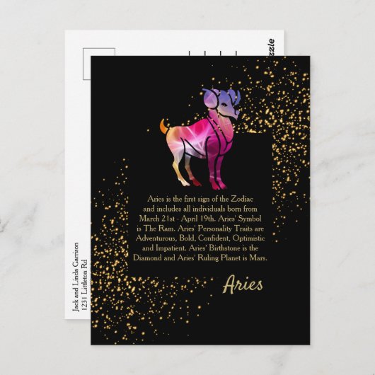 Aries het Ram Briefkaart (Voorkant / Achterkant)