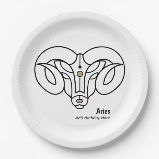 Aries het ram gepersonaliseerd zodiaal papieren bordje (Voorkant)