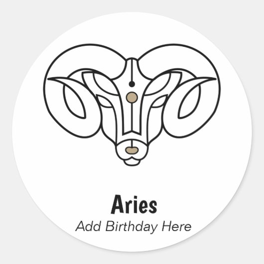 Aries het ram gepersonaliseerd zodiaal ronde sticker (Voorkant)