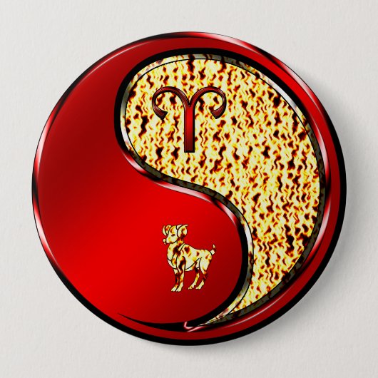 Aries het Ram Ronde Button 4,0 Cm (Voorkant)