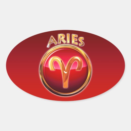 Aries - het teken van de dierentuin van Ram Ovale Sticker (Voorkant)