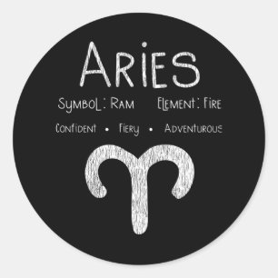Aries Horoscope Astrology Star Sign Birthday Gift Ronde Sticker
