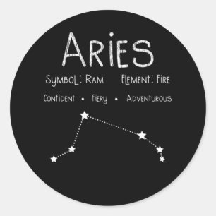 Aries Horoscope Astrology Star Sign Birthday Gift Ronde Sticker