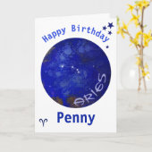 Aries Horoscope Kaart, Birthday Kaart (Gele Bloem)