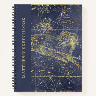 Aries Horoscope Sterrennacht Sketchbook with Name Notitieboek