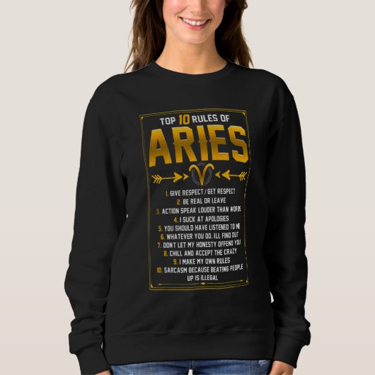 Aries Horoscope Zodiac Facts Traits Rules Astrolog Trui (Voorkant)