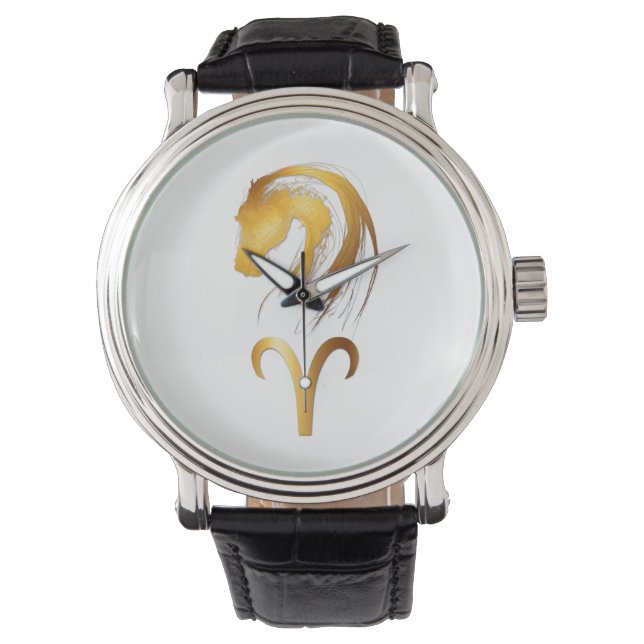 Aries Horse Chinese en Westerne Astrology Watch Horloge (Voorkant)