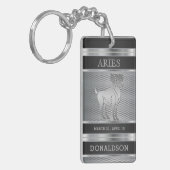 Aries ♈ in zwart en zilver Mesh Sleutelhanger (Voorkant Links)