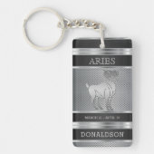 Aries ♈ in zwart en zilver Mesh Sleutelhanger (Voorkant)