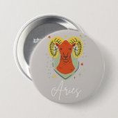 Aries knop badge  ronde button 7,6 cm (Voorkant /achterkant)