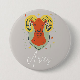 Aries knop badge ronde button 7,6 cm