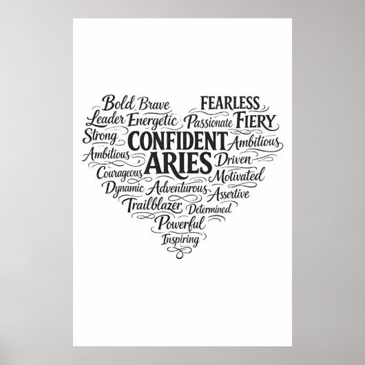 Aries Landschaps Poster | Zodiakus Woordwolk Kunst (Voorkant)